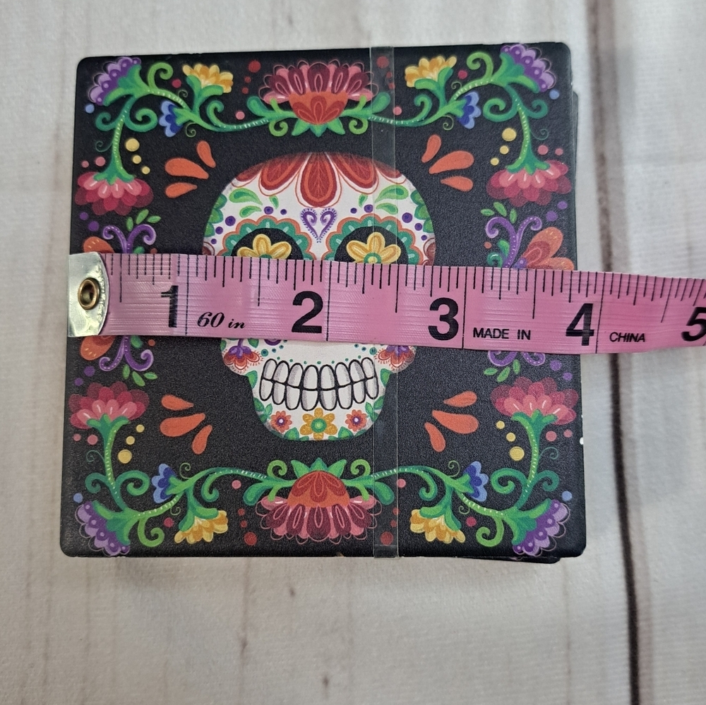 Colorful Sugar Skull Drink Coaster Set - Picture 2 of 3